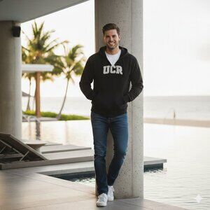 Big Cotton Gear Adult M Hoodie Sweatshirt Cotton UCR College Logo 2-Pocket Black